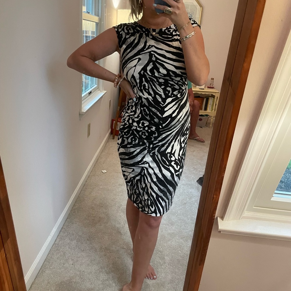 Apt. 9 Black and White Abstract Midi Dress